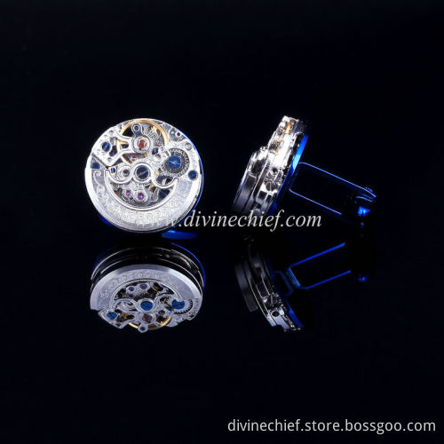 High Quality Automatic Movement Cufflinks Stainless Steel Men Steampunk Cufflinks